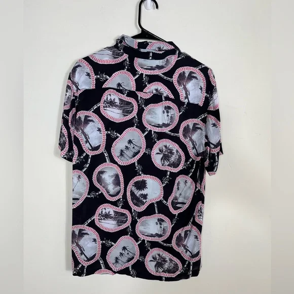 All Saints Islandz Palm Tree Print Button Down Short Sleeve - Picture 12 of 12